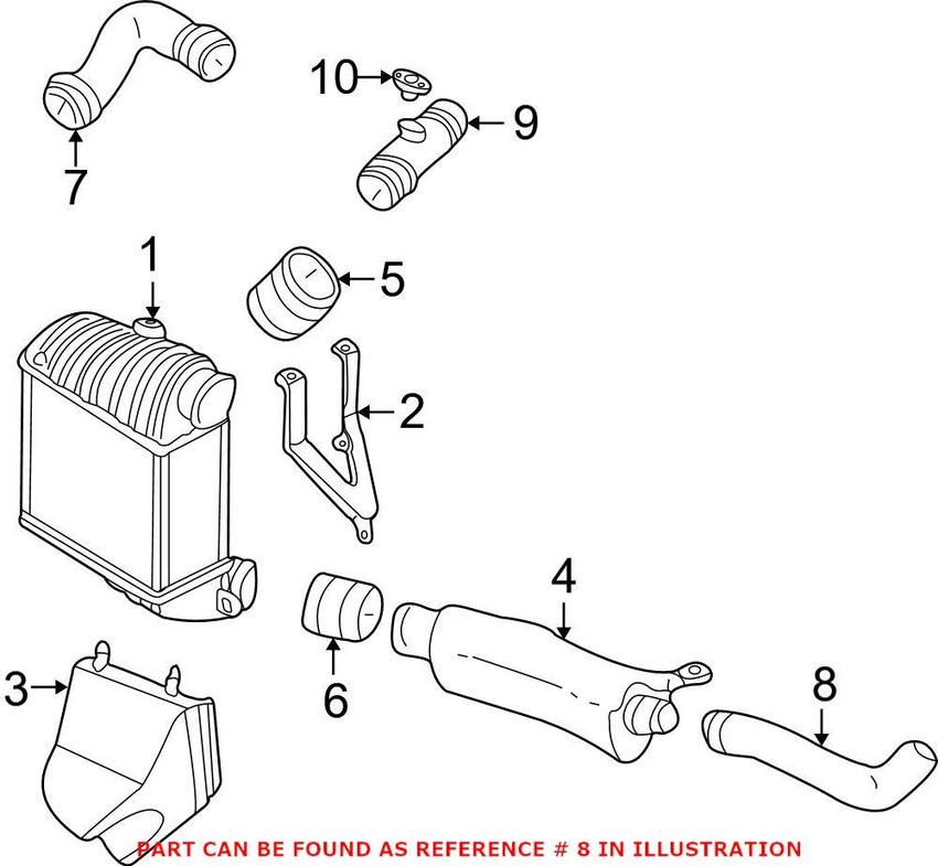 VW Intercooler Hose - Turbocharger to Intercooler Pipe 1J0145828H